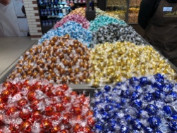 Piles and piles of Lindt Lindors as far as the eye can see, glittering in their bright colorful wrappers!